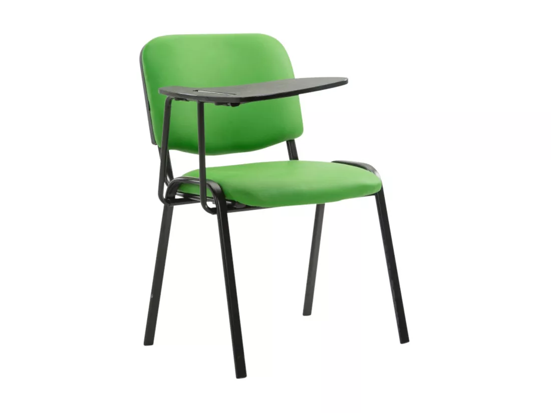 Lot de 4 Chaise de conférence - Similicuir & Métal noir mat - Vert - Ken mit Klapptisch
