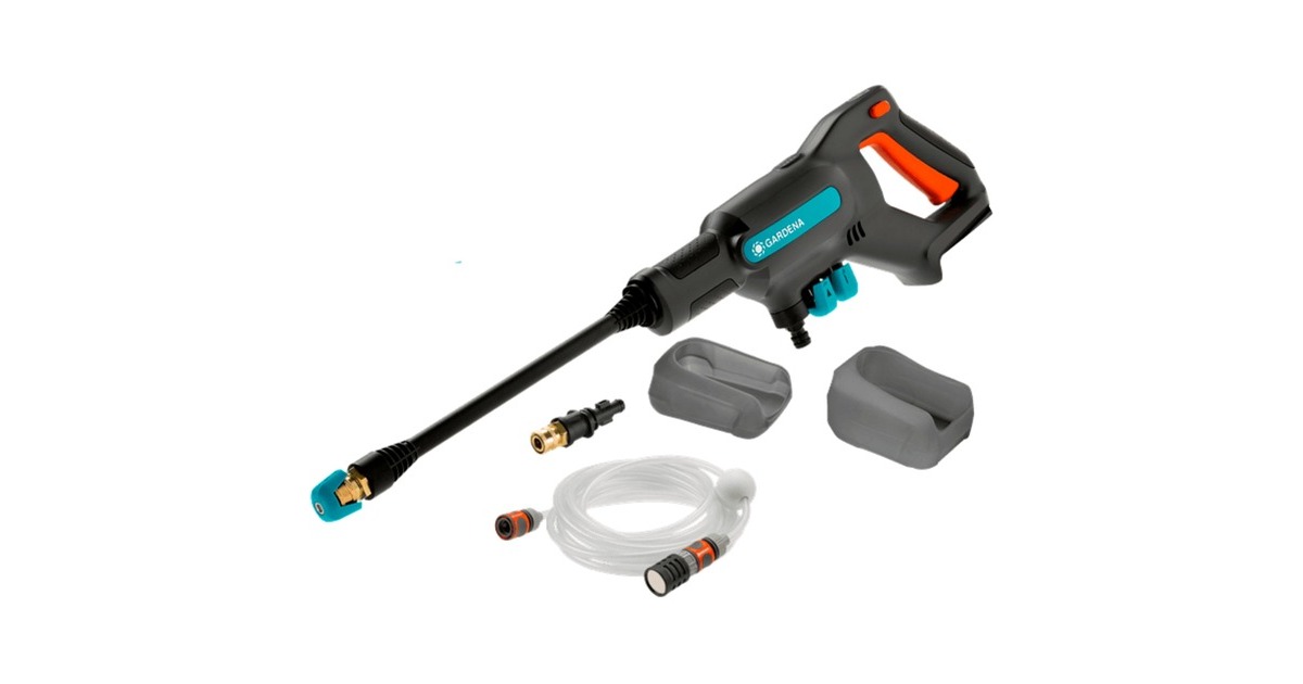 GARDENAAquaClean 24/18 V P4A solo drukreiniger  (Grijs/turquoise, 14800-55, Accu niet inbegrepen)