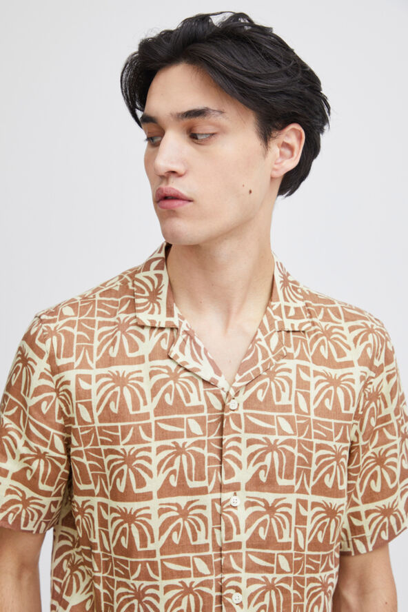 Casual Friday CFANTON SS AOP palm shirt - 100% linen Beaver fur