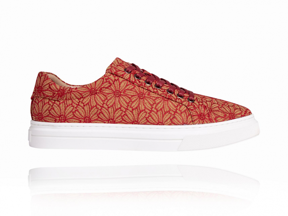 Red Cork Flower Sneakers