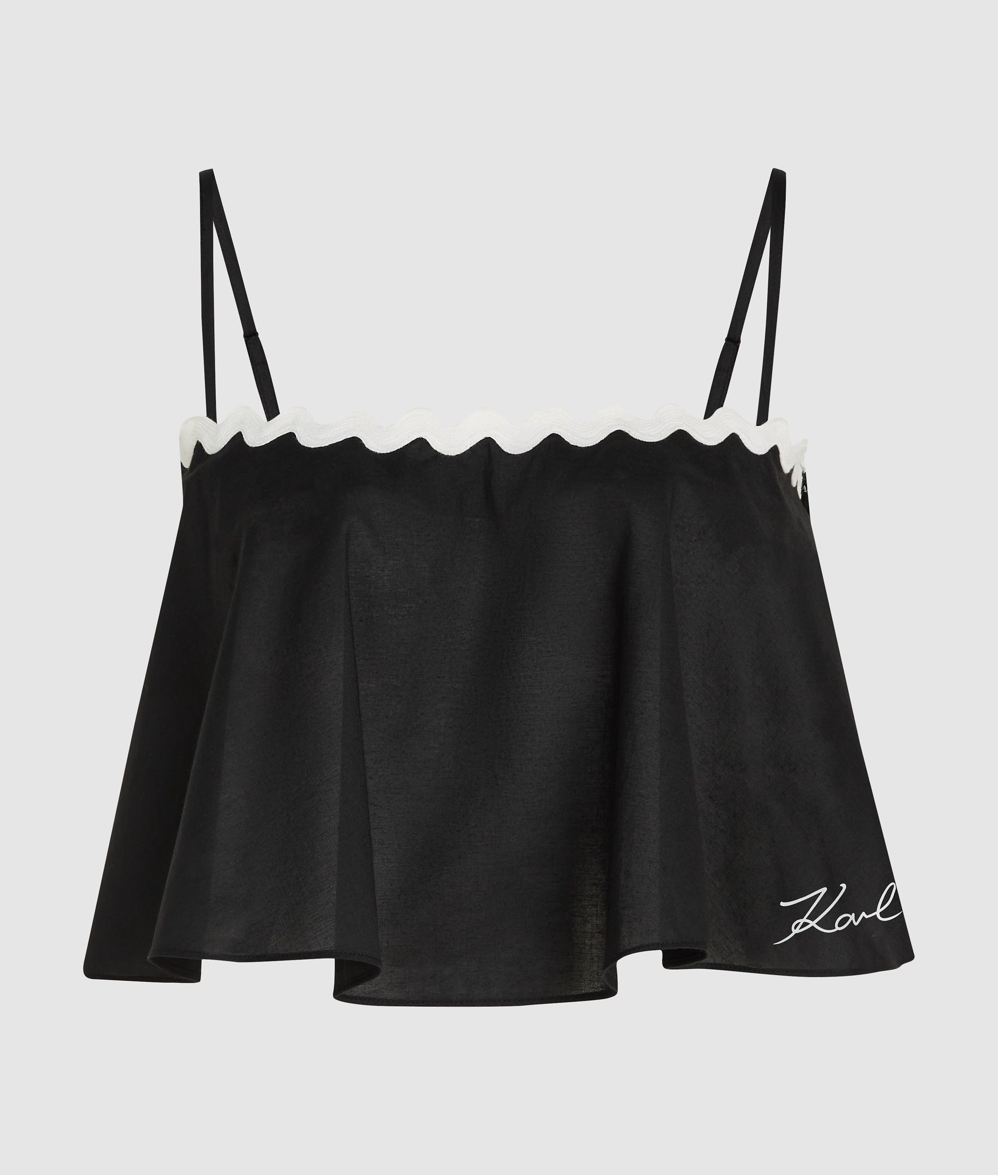 Cropped strandtop met schulprand