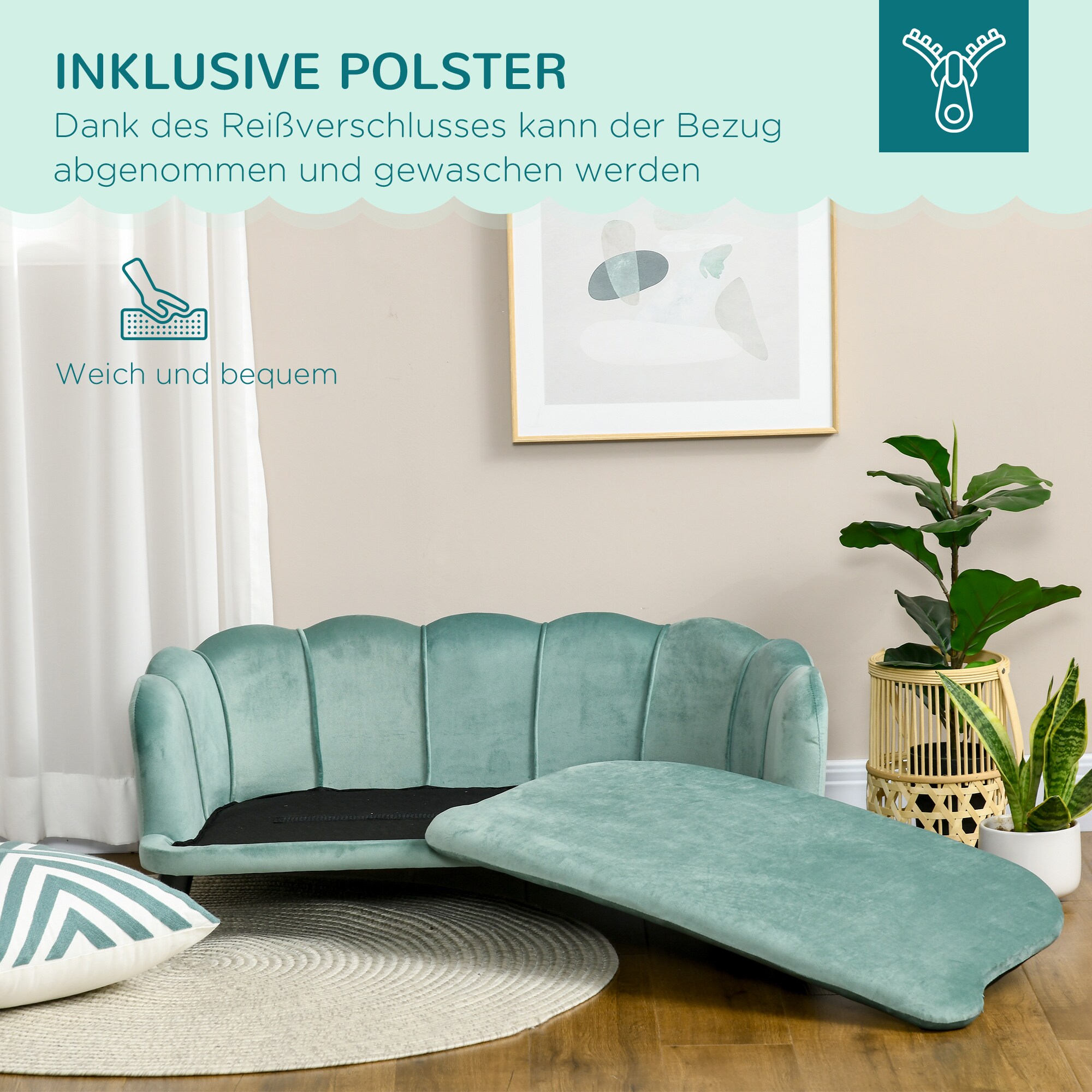 PawHut Hundesofa mit Rückenlehne 98,5B x 60,5T x 35,5H cm