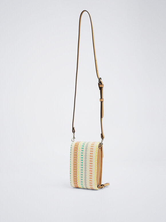 Bolsa para celular com efeito palha - Coral
