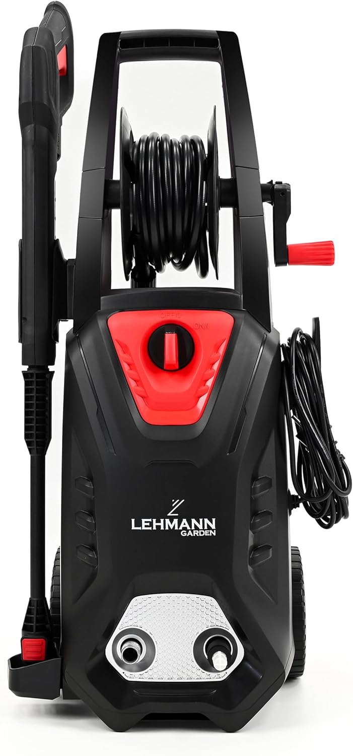 LEHMANN Hudson Hochdruckreiniger mit Aluminiumpumpe, 1800 W, max. 220 bar Druck, 450 l/h Fördermenge, Zubehör - Terrassenbürste, Schaumsprüher, Felgenbürste, Ideal als Auto Hochdruckreiniger