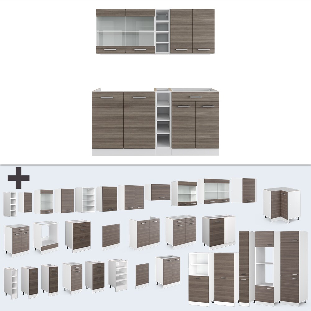 Vicco Küchenzeile Küchenblock Einbauküche R-Line Single Weiß Edelgrau 160 cm