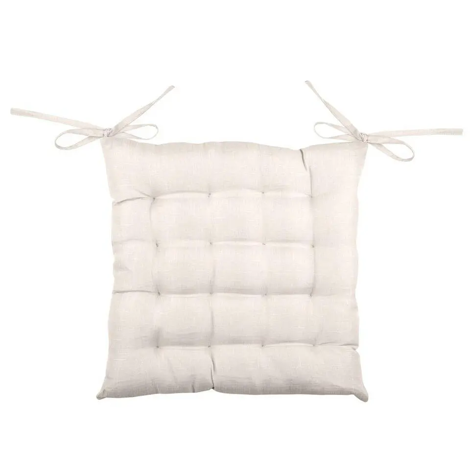 Stof Textile stoelkussen - gebroken wit - 40 x 40 x 4 cm