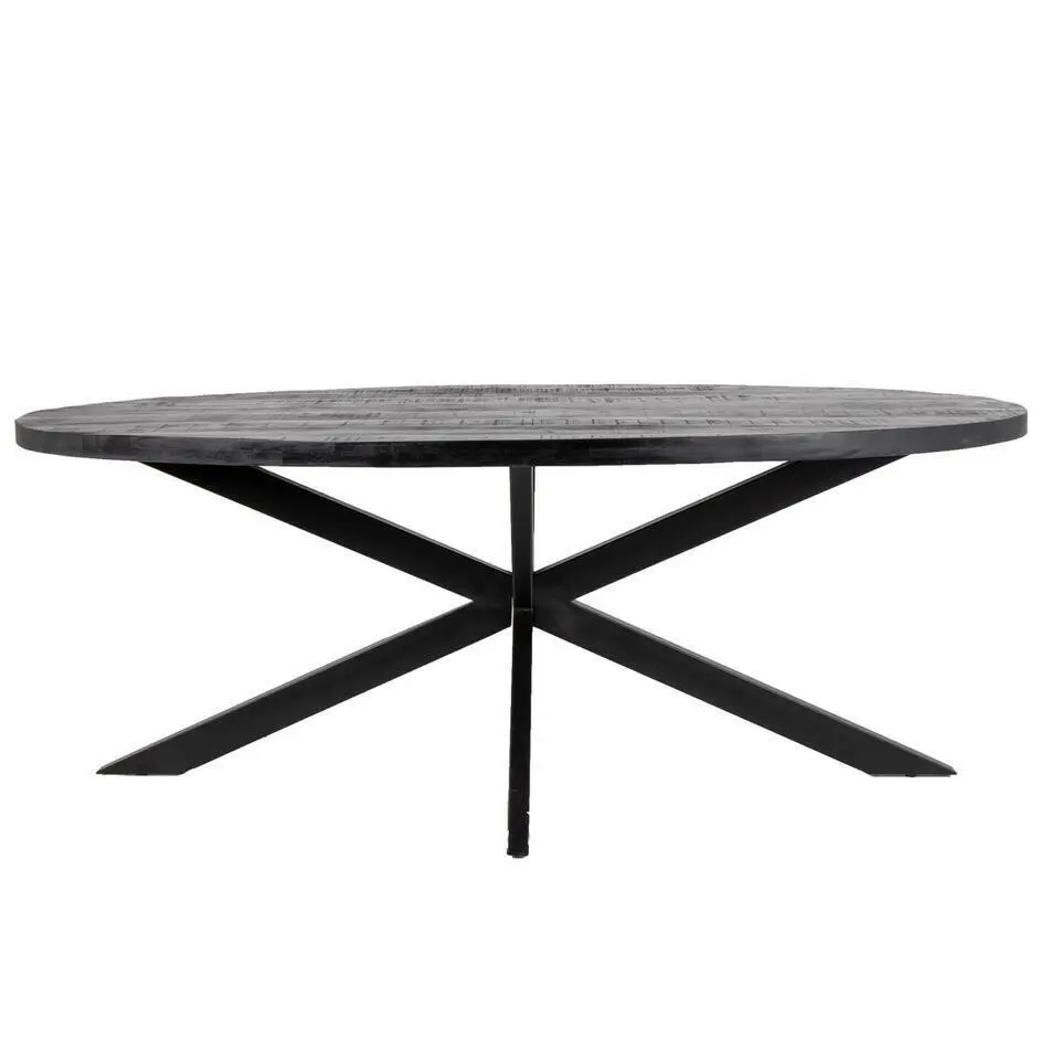 Eettafel Ovaal 240cm - Mangohout Zwart - Matrix-Poot - Mansour
