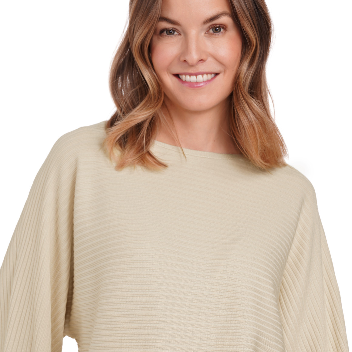 Gina Benotti Damen Strickpullover mit Fledermaus-Ärmeln beige