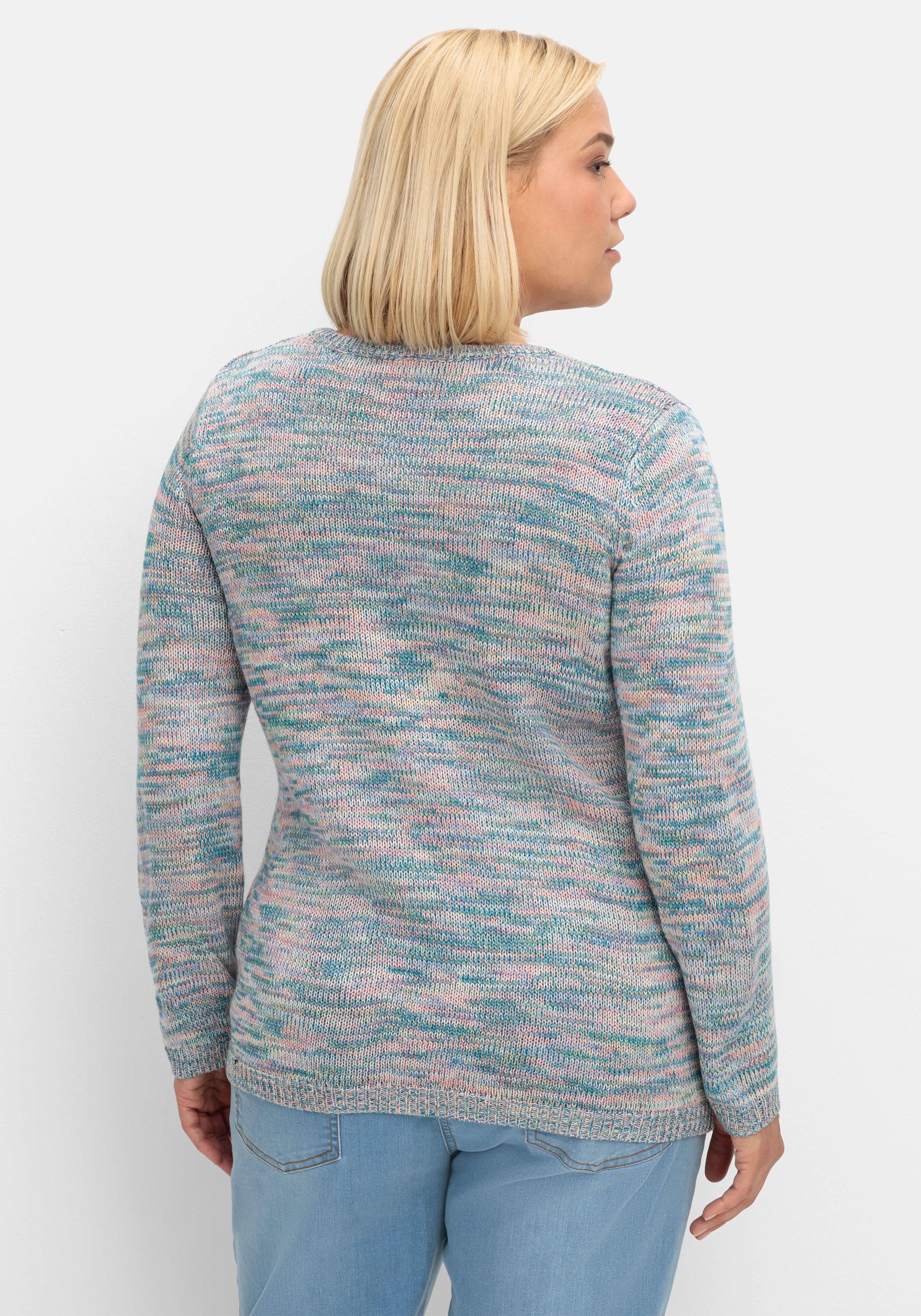 Pullover in melierter Optik, mit V-Ausschnitt