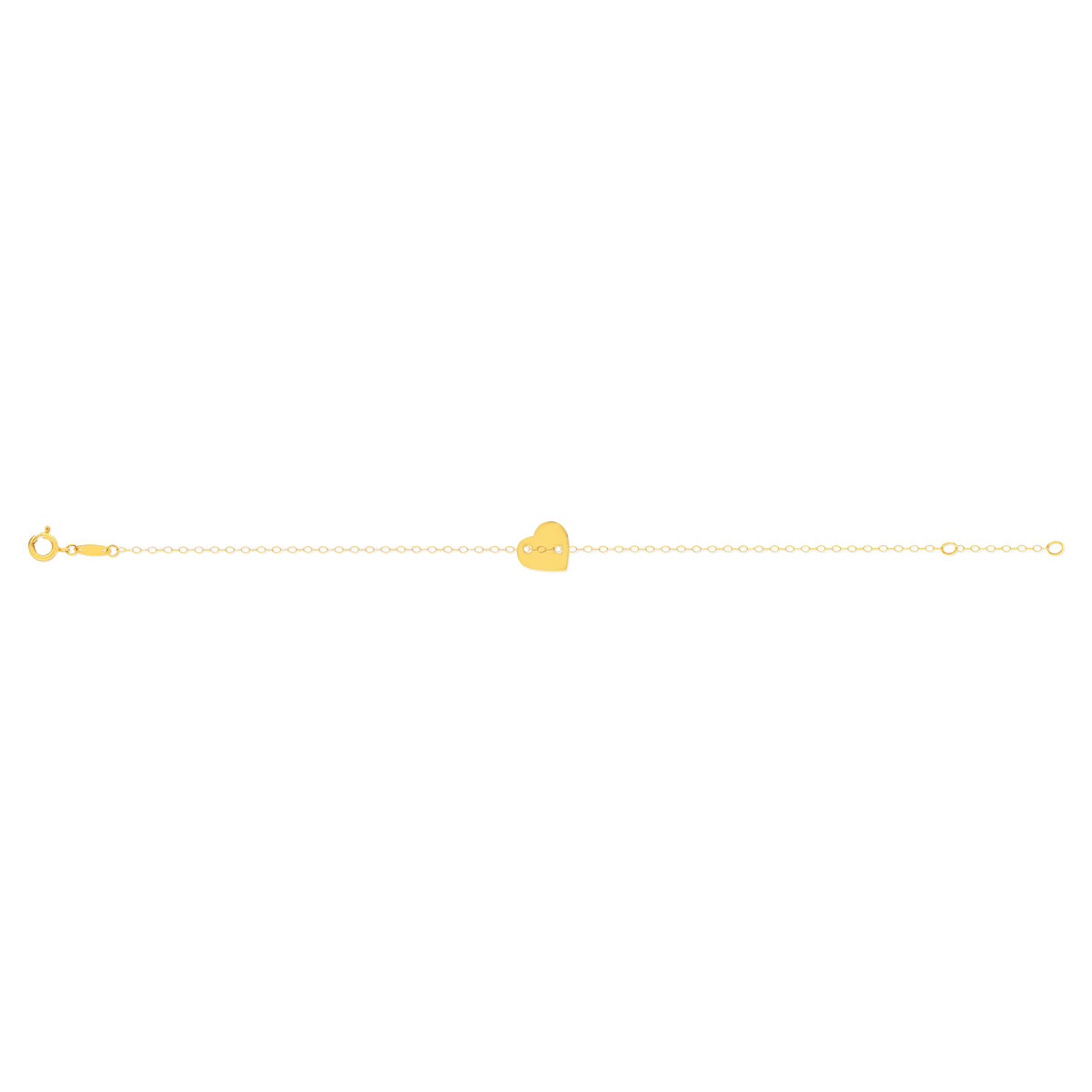 Bracelet or jaune 750 18 cm motif coeur