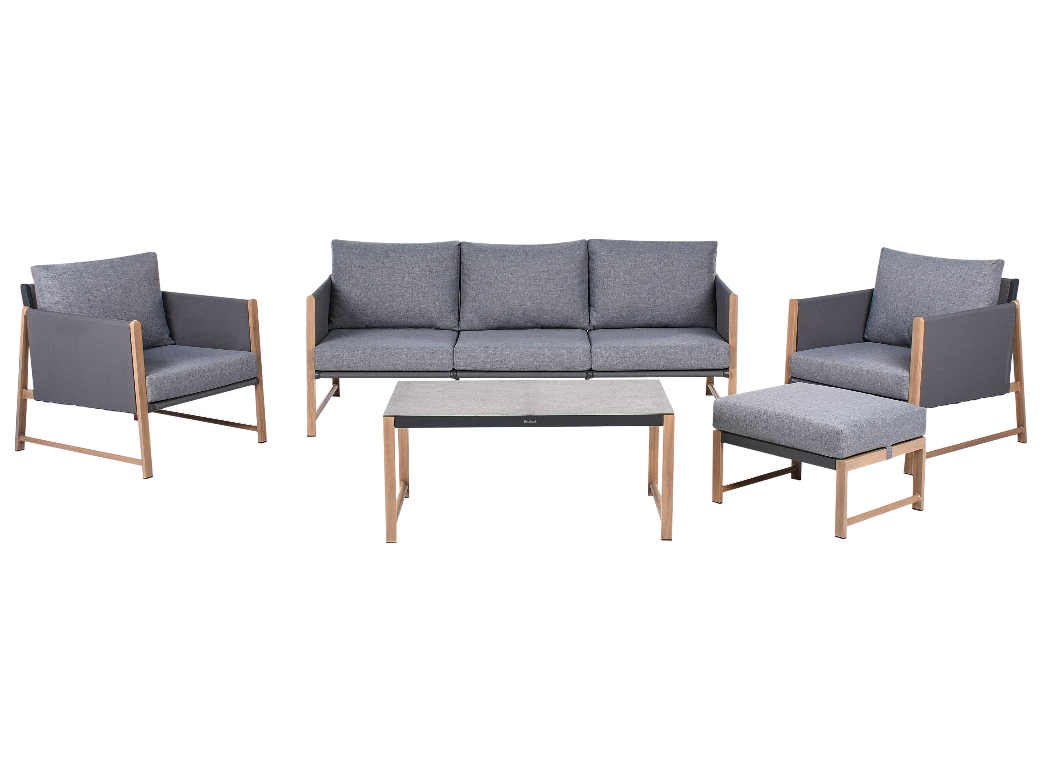 Loungeset met tafel en ottomaan 5-zits NOLA Metaal Grijs