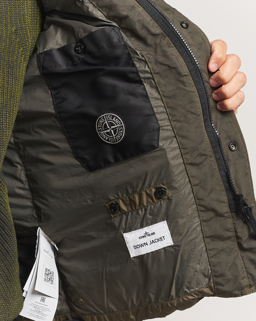Stone Island Crinkle Reps Down Jacket Military Green