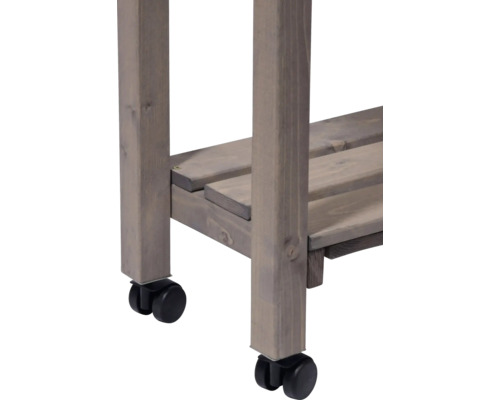 Verhoogd tuinbed op palen, inclusief trellis, op wielen, 79 x 28,5 x 130 cm, grijs