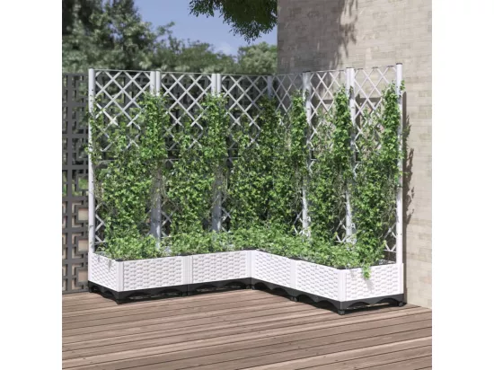 Jardinière avec treillis Blanc 120x120x121,5 cm PP