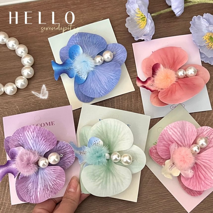 Bohod - Haarspeld met pompons en bloemenprint (verschillende ontwerpen)