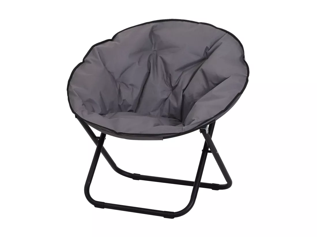 Loveuse fauteuil rond de jardin fauteuil lune papasan pliable grand confort 80L x 80l x 75H cm grand coussin fourni oxford gris