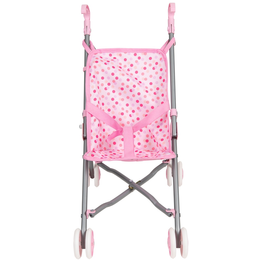 Puppenwagen mit rosa Punktmuster, 50 cm, Regenschirm