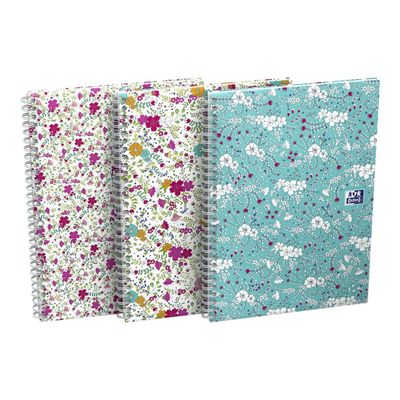 Oxford Floral - Carnet de notes à spirale - B5 - 120 pages - ligné