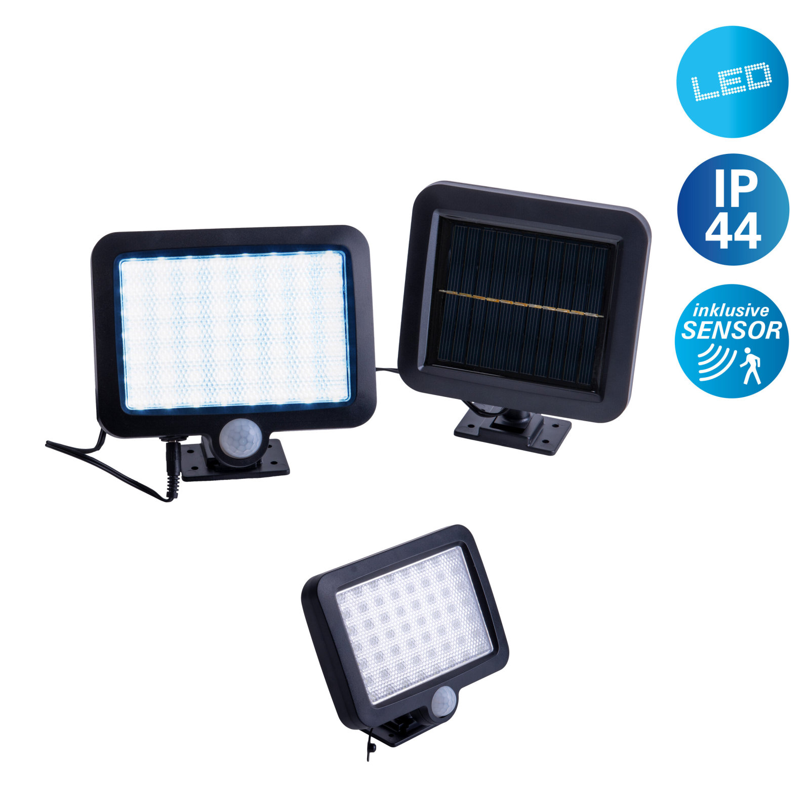 LED-Solar-Außenwandleuchte PEPE - schwarz - Bewegungsmelder