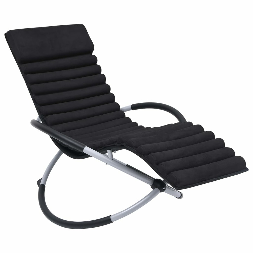Chaise longue d'extérieur avec coussin acier noir