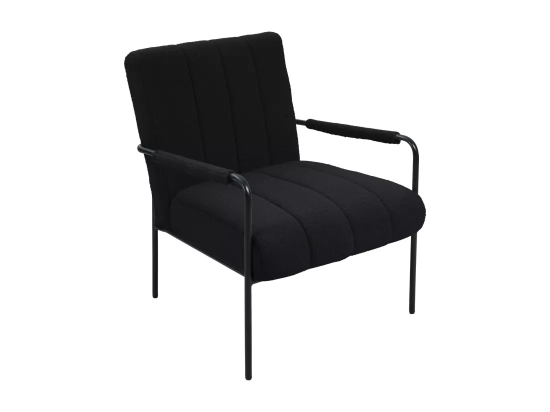 Fauteuil de salon SVITA KYLE Chaise rembourrée Chaise d'appoint Salon avec accoudoir Noir