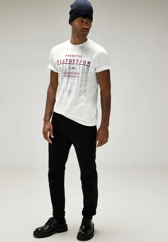 Jersey Shirt mit Print - broken white