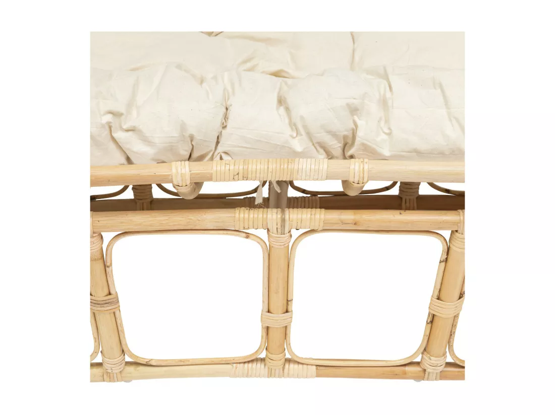 Banquette 2 places en Rotin et coussin en Coton 170 x 108 cm