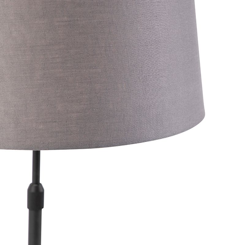 Tafellamp zwart met linnen kap grijs 35 cm verstelbaar - Parte