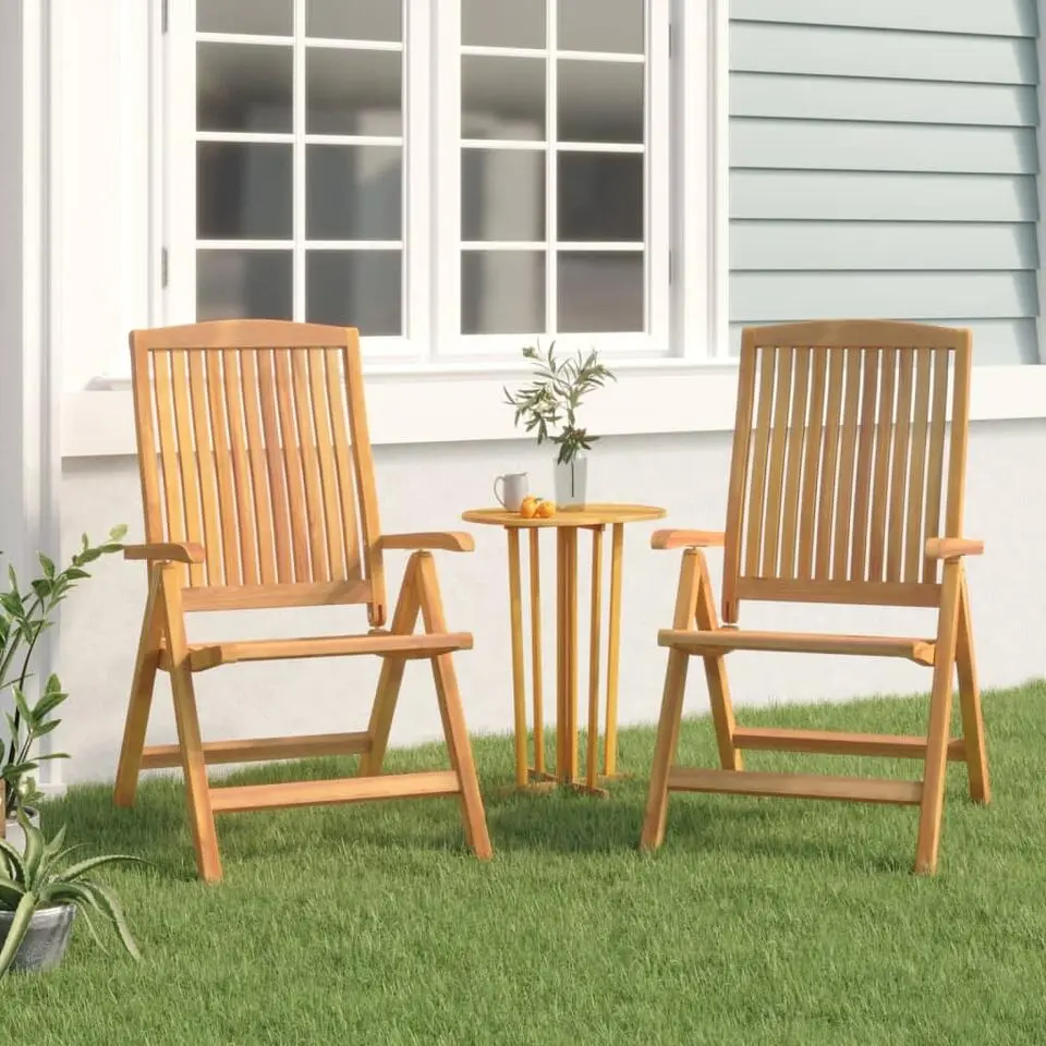 vidaXL - Tuinstoelen - Bruin - Teakhout - 2 stuks - Verstelbaar