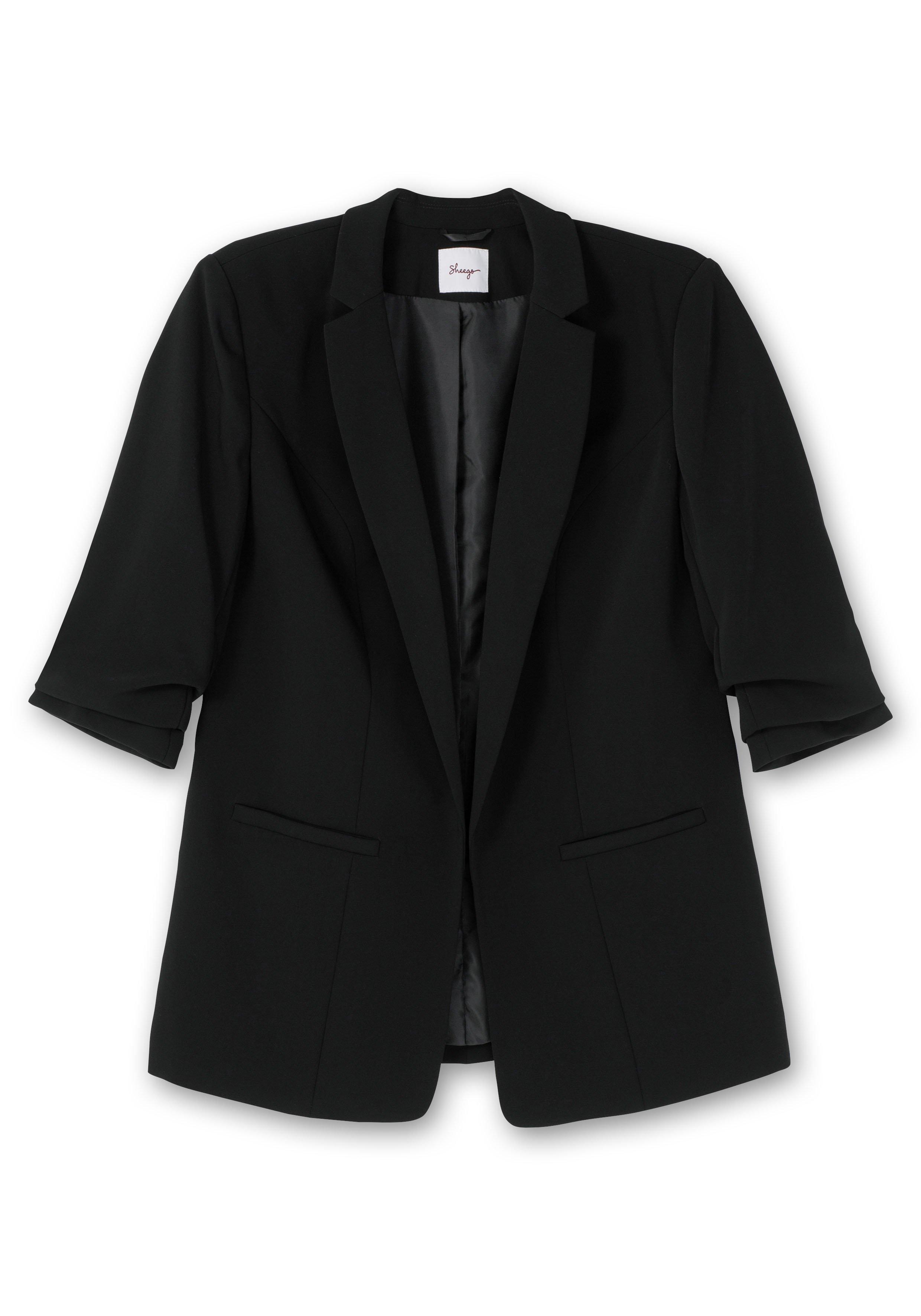 Verschlussloser Longblazer mit 3/4-Arm, gefüttert