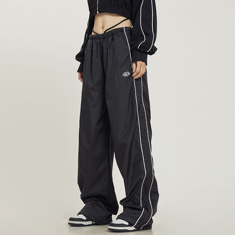 Rosesand - Lage taille gestreepte losse wijde joggingbroek