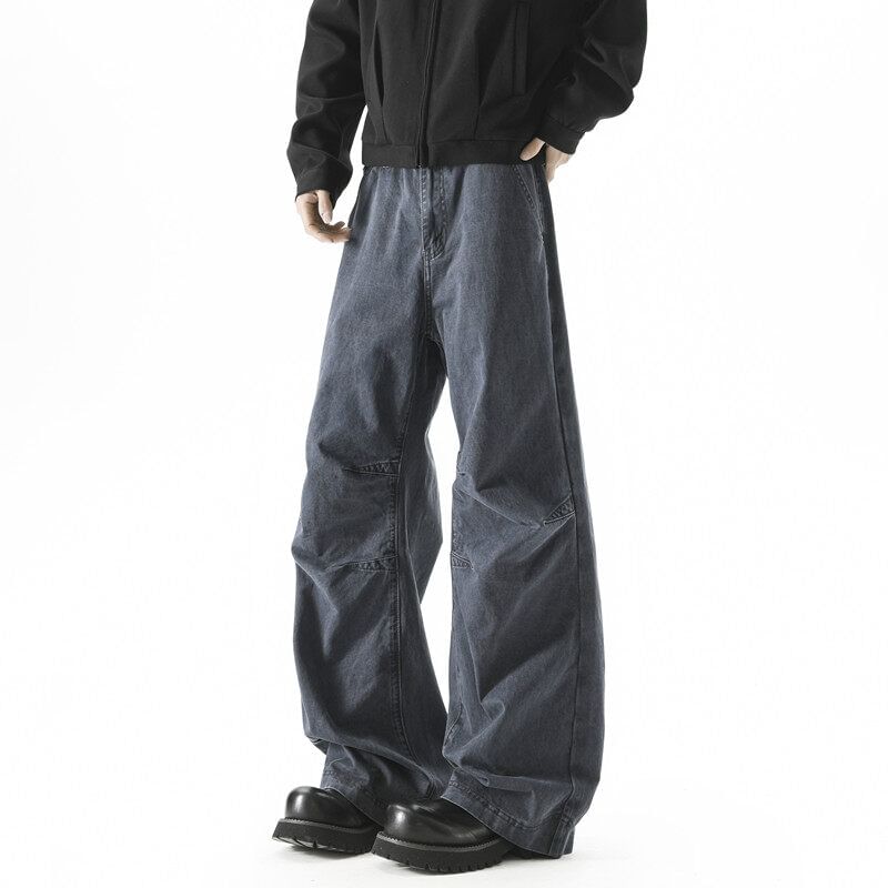 Derbundy - Mid Rise Washed Wide Leg Pants