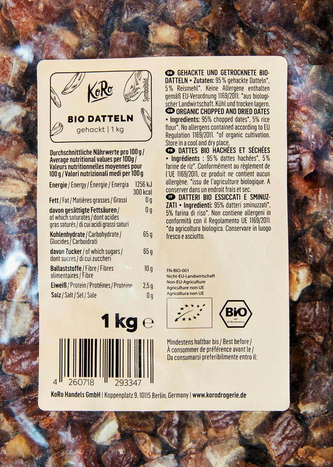 Gehackte Bio Datteln 1 kg
