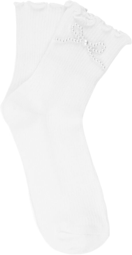 Sui Ava Pearly Bow Socks White
