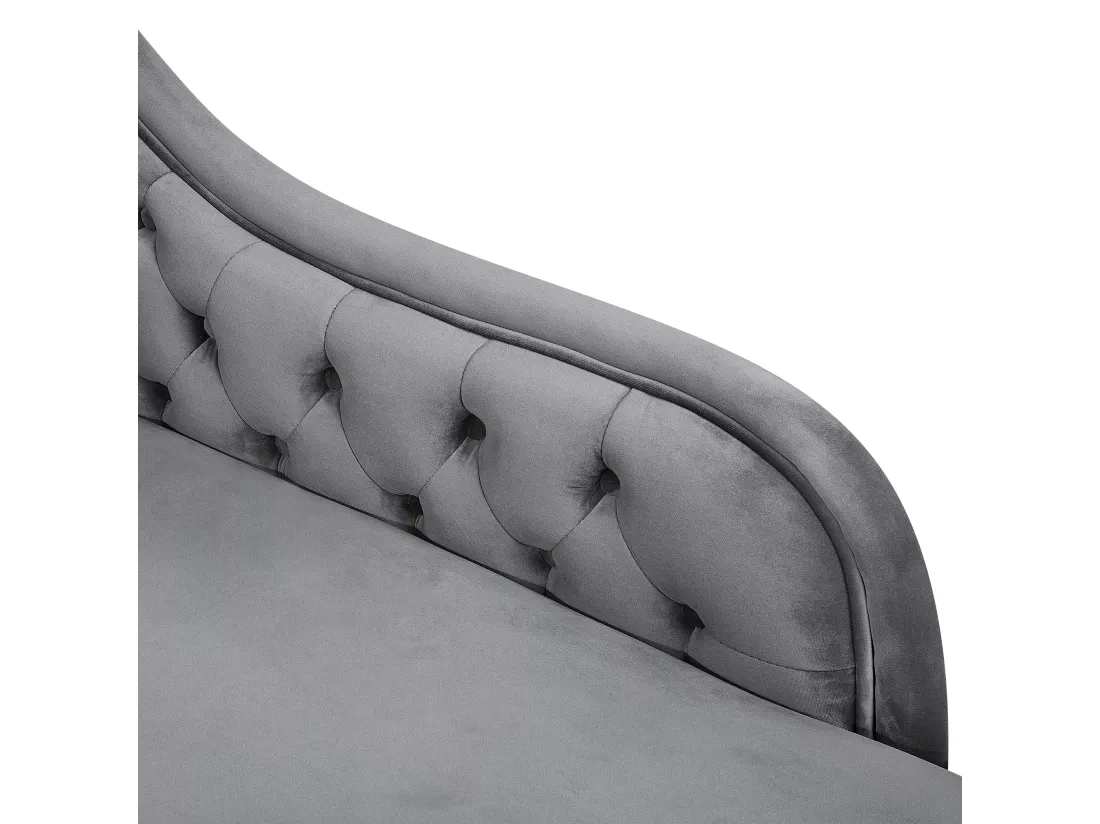 Méridienne Chesterfield en velours gris NIMES
