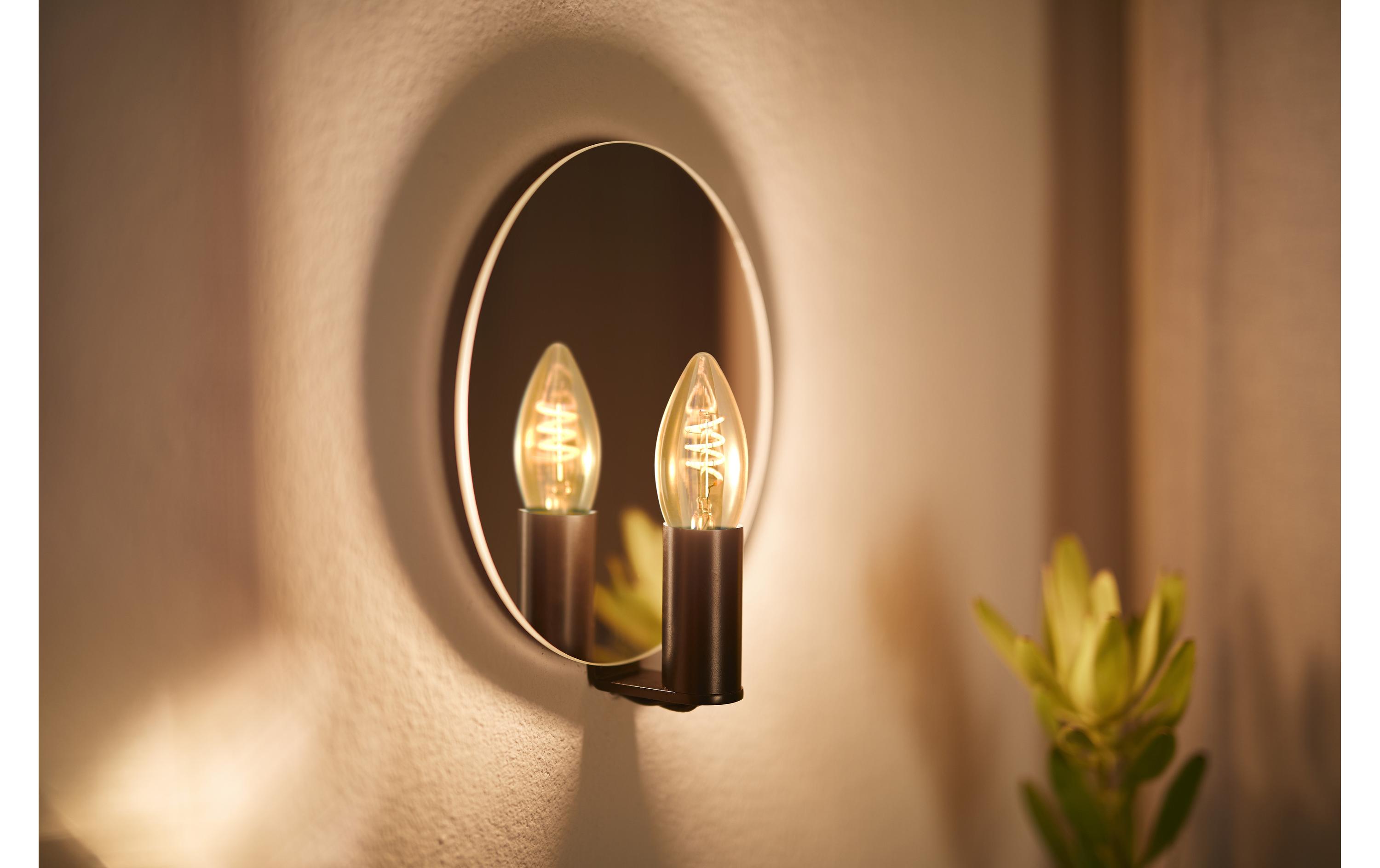 Lampe LEDcla 15W B35 E14 GOLD D WarmweissDekoratives LED-Leuchtmittel B35 mit sichtbarem Glühfaden und flammenfarbiger Farbtemperatur