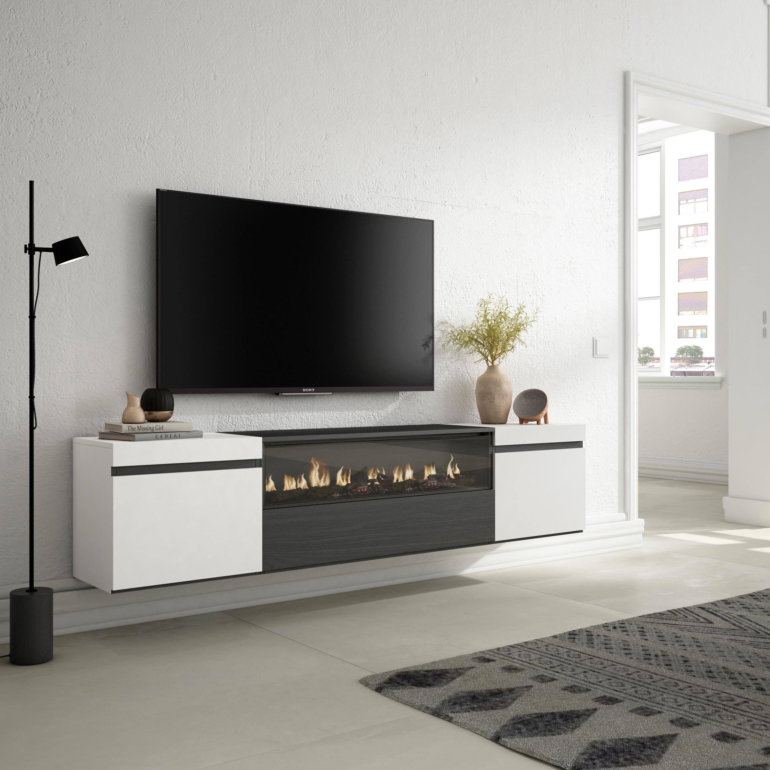 Skraut HOME Lowboard Weiß Schwarz Holzwerkstoff Rechteckig