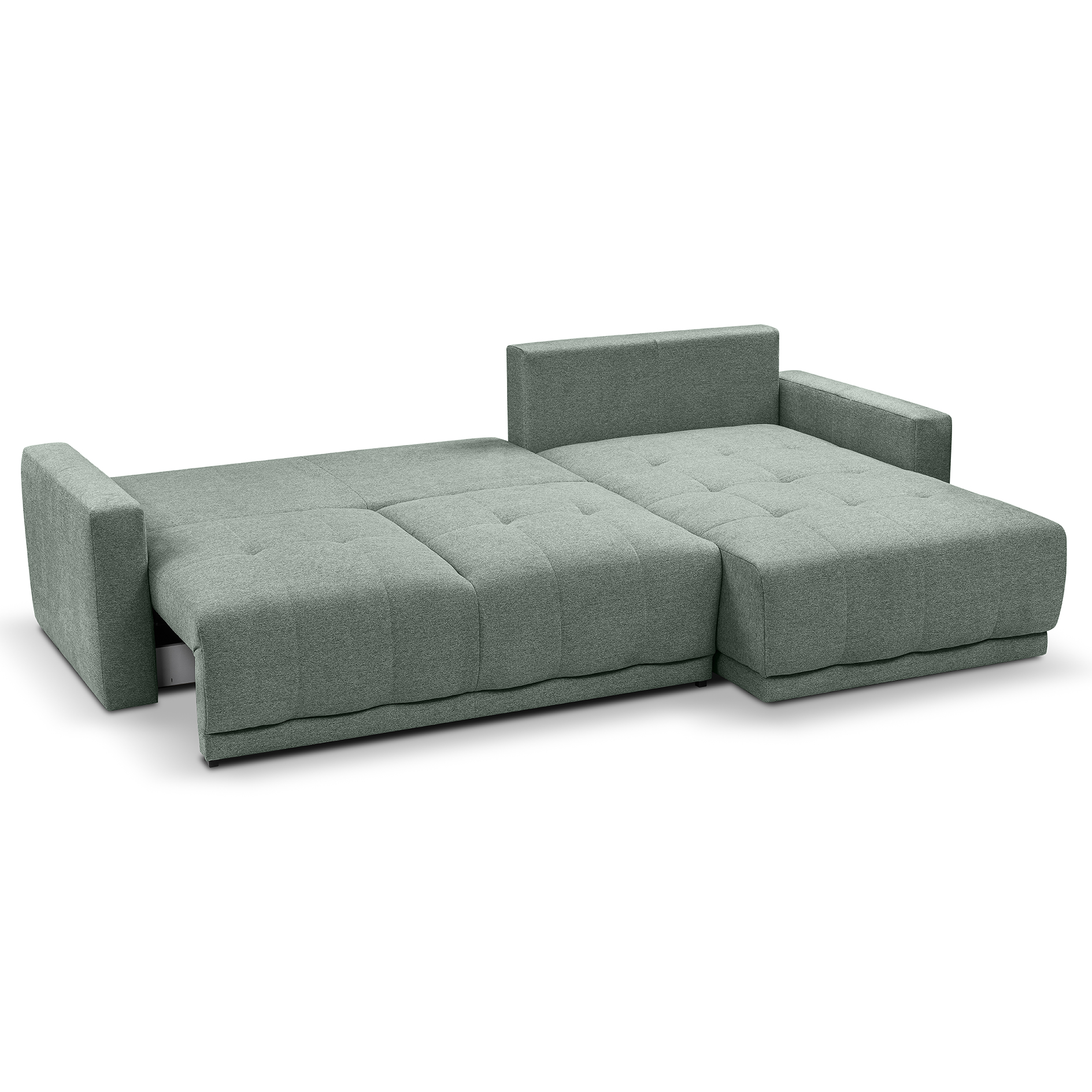Ecksofa - olivgrün - Liegefunktion und Staukasten