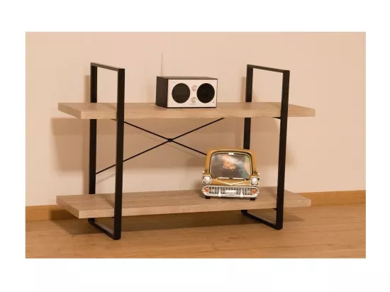 Étagère industrielle SHELVES – 2 niveaux – Bois et métal – Design loft tendance