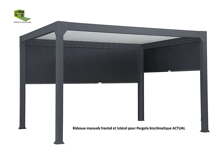Rideau frontal Actual pour pergola Green Outside 4m noir sablé