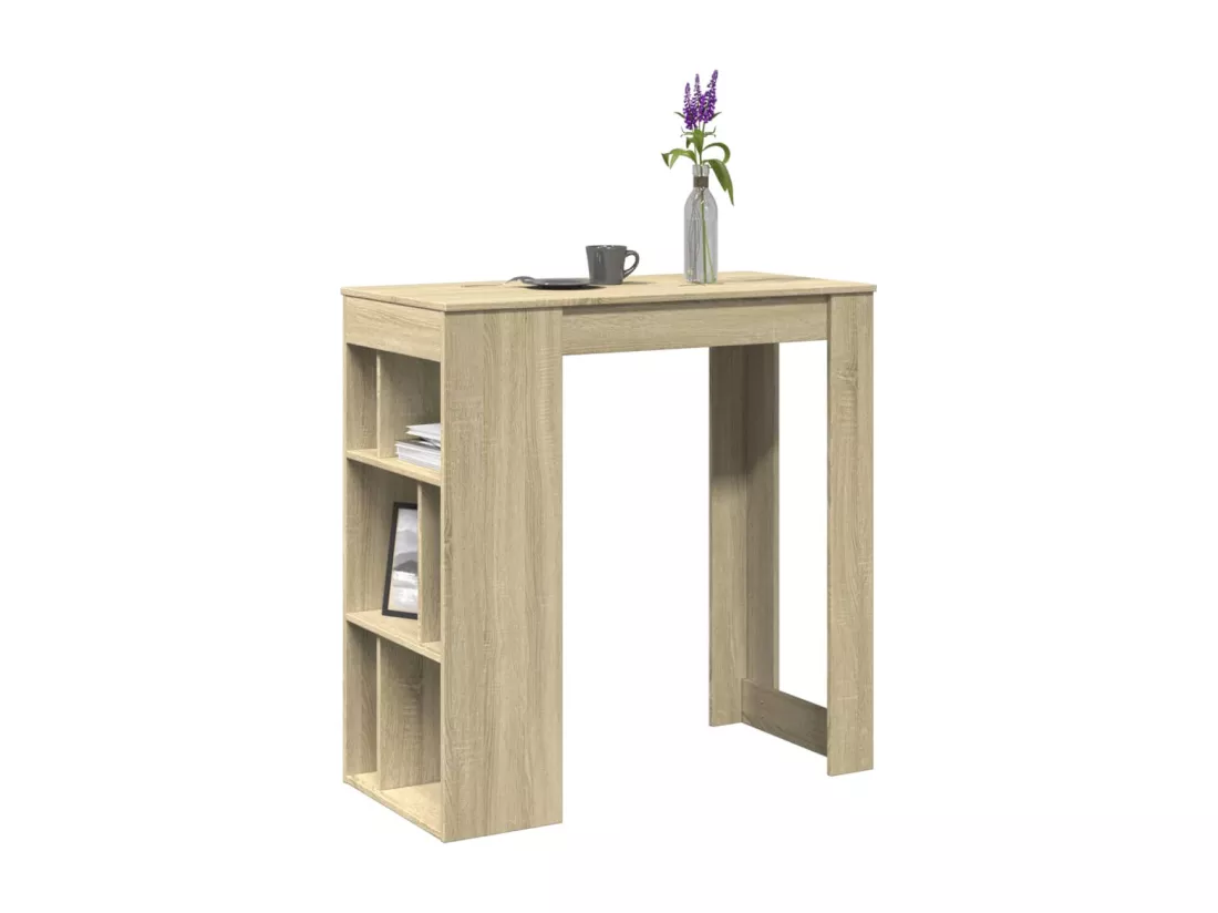 Table de bar avec étagères chêne sonoma bois d'ingénierie