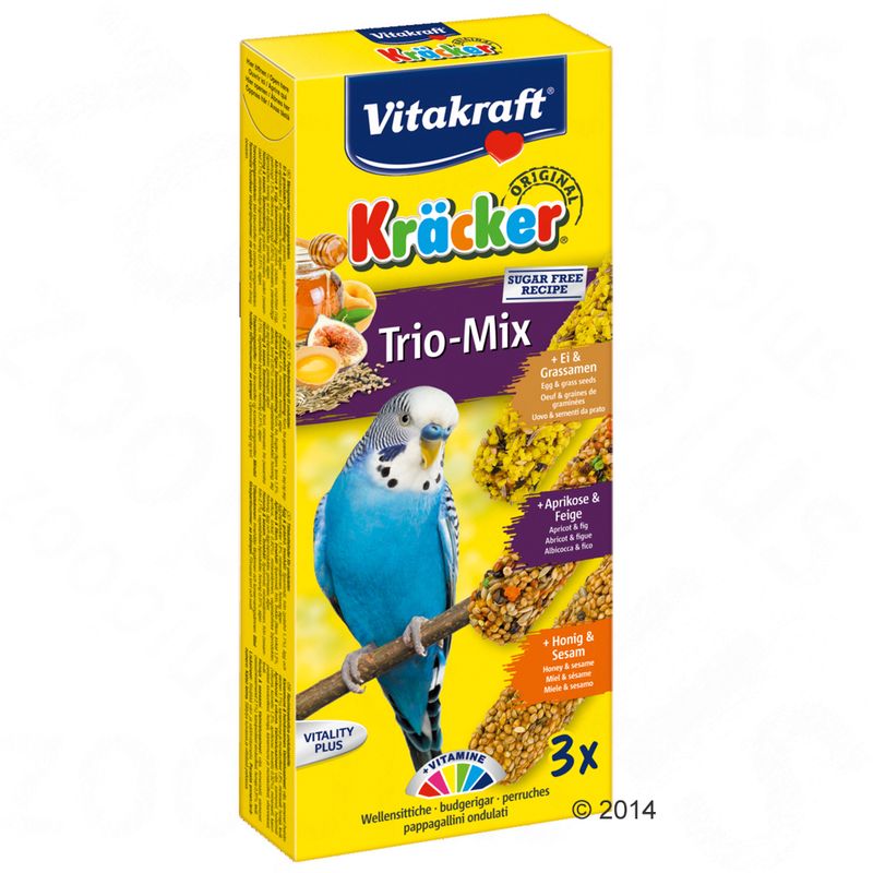 Vitakraft Trio-Mix Krackers, perruche, sésame, herbes & kiwi