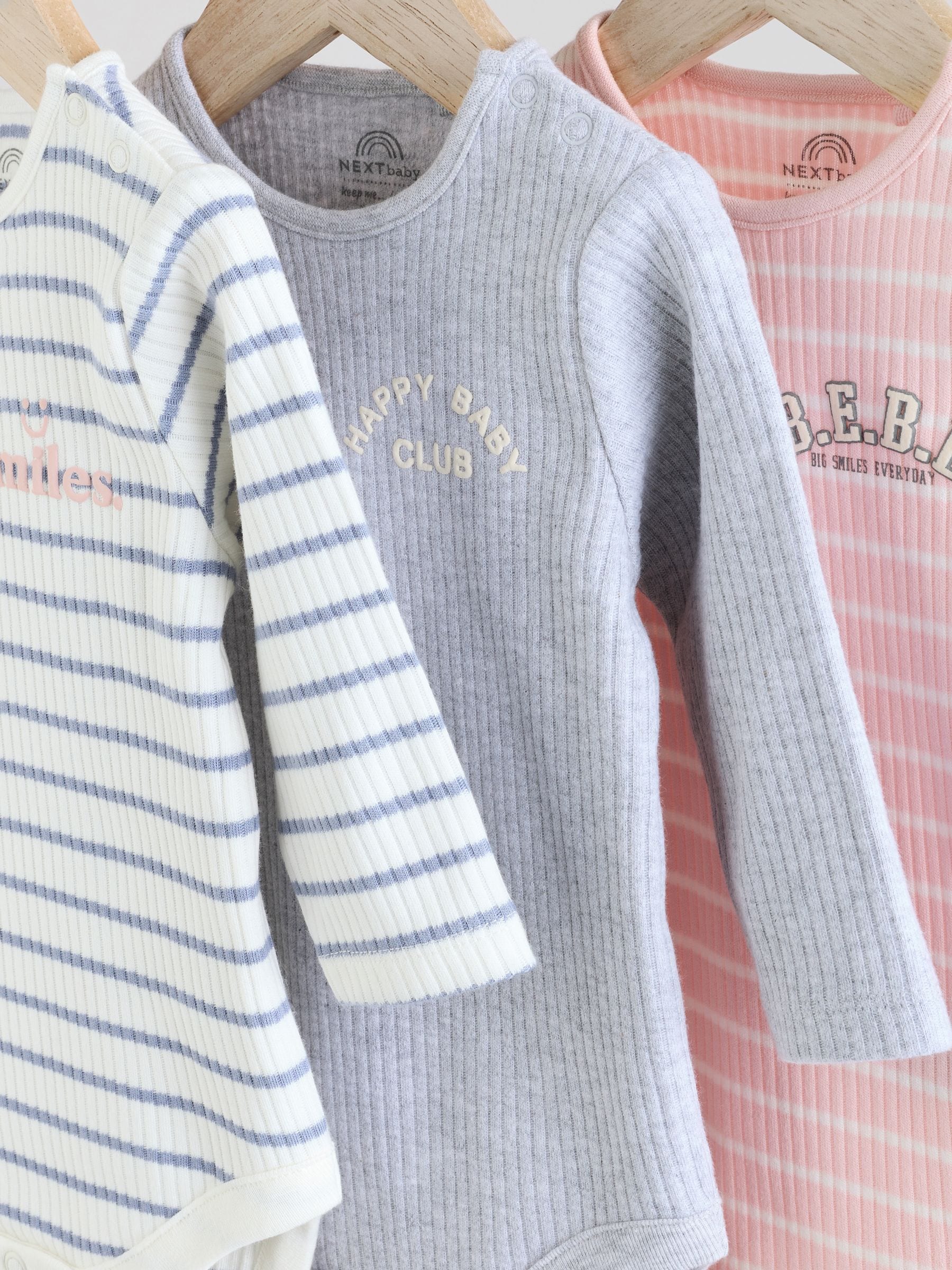 Roze met slogan - Set van 3 babyrompertjes met lange mouwen