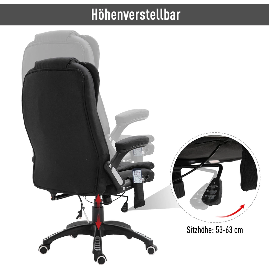 Vinsetto Bürostuhl mit Massage- und Wärmefunktion schwarz