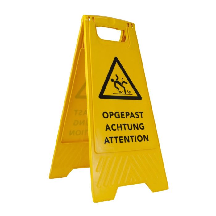Waarschuwingsbord / Veiligheidsbord voor aanduiding gladde vloer hoogte 60cm 3-talig (801190)