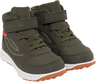 Viking Hovet Mid 1V WP Sneakers, Olive/Red
