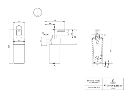 Porte-verre + Distributeur de savon + Anneau porte-serviettes VILLEROY & BOCH Elements Tender