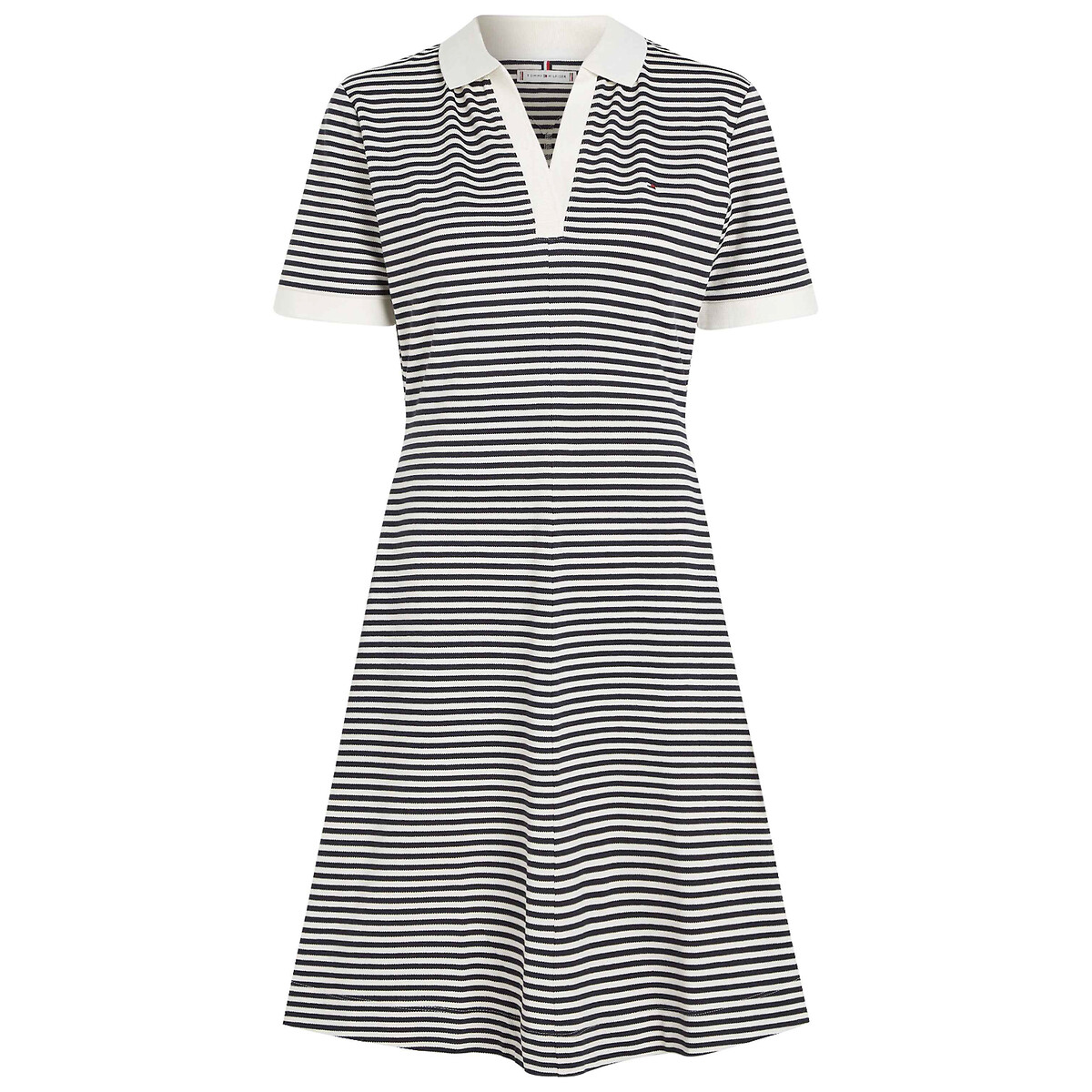 TOMMY HILFIGER<br>Vestido polo curto listrado com mangas curtas