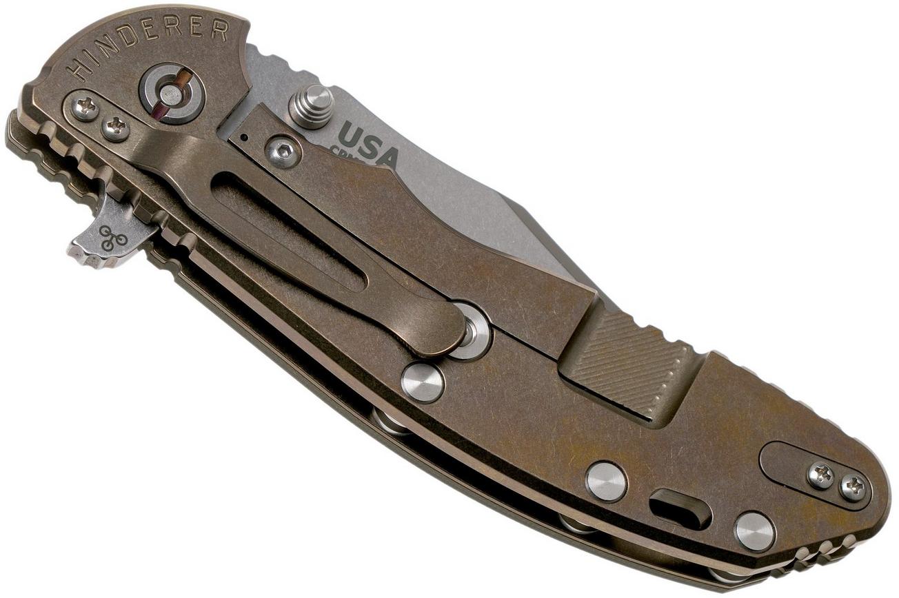 Rick Hinderer XM-24 4” Bowie, CPM 20CV, Stonewashed Bronze, OD Green G10 zakmes