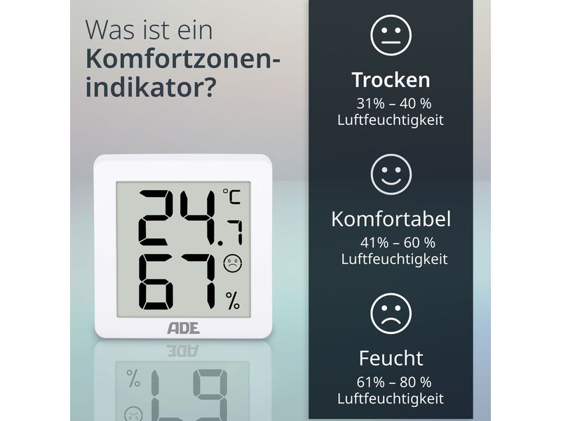 ADE Thermo-/Hygrometer digital 3 Stück, Weiss Digitales Thermo-/Hygrometer 3er-Set